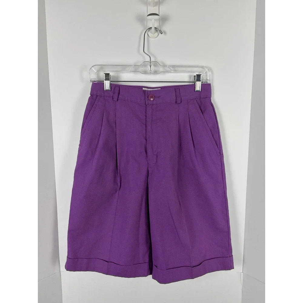 Britannia Vintage Purple High Rise Pleated Bermuda Shorts 27